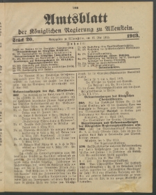 Amtsblatt der Königlichen Regierung zu Allenstein, 1913 Jg. 9, Stück 20