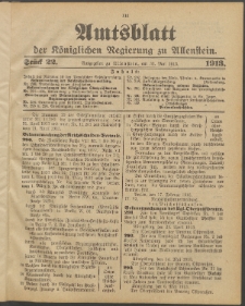 Amtsblatt der Königlichen Regierung zu Allenstein, 1913 Jg. 9, Stück 22