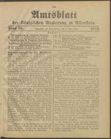 Amtsblatt der Königlichen Regierung zu Allenstein, 1913 Jg. 9, Stück 23 + Extrablatt