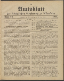Amtsblatt der Königlichen Regierung zu Allenstein, 1913 Jg. 9, Stück 24