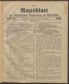 Amtsblatt der Königlichen Regierung zu Allenstein, 1913 Jg. 9, Stück 26 + Sonderbeilage
