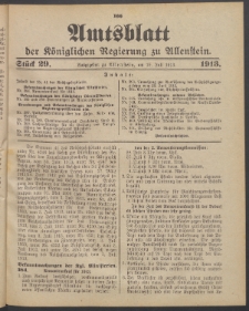 Amtsblatt der Königlichen Regierung zu Allenstein, 1913 Jg. 9, Stück 29 + Sonderbeilage