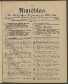 Amtsblatt der Königlichen Regierung zu Allenstein, 1913 Jg. 9, Stück 31