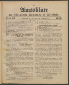 Amtsblatt der Königlichen Regierung zu Allenstein, 1913 Jg. 9, Stück 32