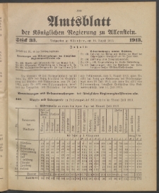 Amtsblatt der Königlichen Regierung zu Allenstein, 1913 Jg. 9, Stück 33 + Sonderbeilage