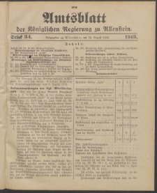 Amtsblatt der Königlichen Regierung zu Allenstein, 1913 Jg. 9, Stück 34 + Sonderbeilage