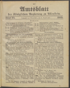 Amtsblatt der Königlichen Regierung zu Allenstein, 1913 Jg. 9, Stück 35