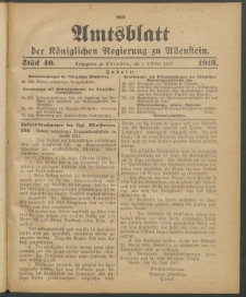 Amtsblatt der Königlichen Regierung zu Allenstein, 1913 Jg. 9, Stück 40