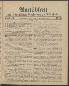 Amtsblatt der Königlichen Regierung zu Allenstein, 1913 Jg. 9, Stück 43