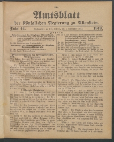 Amtsblatt der Königlichen Regierung zu Allenstein, 1913 Jg. 9, Stück 44 + Sonderbeilage
