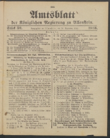 Amtsblatt der Königlichen Regierung zu Allenstein, 1913 Jg. 9, Stück 52 + 4 Extrablatt, Sonderbeilage