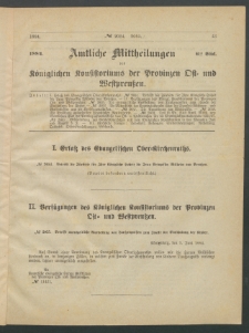 Amtliche Mittheilungen des Königlichen Konsistoriums der Provinzen Ost-und Westpreußen zu Königsberg i[n] Ostpr., 1884, Stück 6