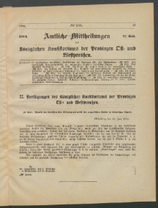 Amtliche Mittheilungen des Königlichen Konsistoriums der Provinzen Ost-und Westpreußen zu Königsberg i[n] Ostpr., 1884, Stück 7