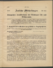 Amtliche Mittheilungen des Königlichen Konsistoriums der Provinzen Ost-und Westpreußen zu Königsberg i[n] Ostpr., 1884, Stück 12