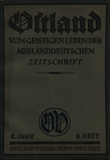 Ostland : vom geistigen Leben der Auslanddeutschen, 1927 Jg. 2, Heft 8