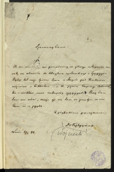 [List Wojciecha Kętrzyńskiego do Stanisława Zakrzewskiego]