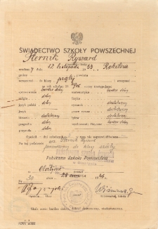 Świadectwo szkoły powszechnej. 1