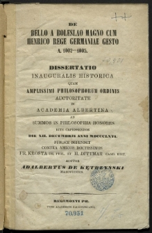 De bello a Boleslao Magno cum Henrico Rege Germaniae gesto A. 1002—1005