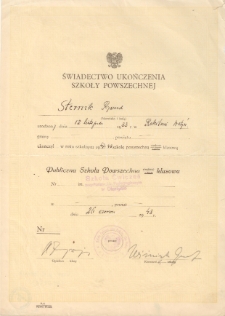 Świadectwo ukończenia szkoły powszechnej