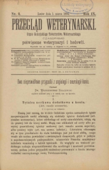 Przegląd Weterynarski : organ Galicyjskiego Towarzystwa Weterynarskiego : czasopismo poświęcone weterynaryi i hodowli, 1894 R. 9, nr 3