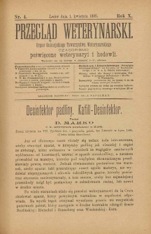 Przegląd Weterynarski : organ Galicyjskiego Towarzystwa Weterynarskiego : czasopismo poświęcone weterynaryi i hodowli, 1895 R. 10, nr 4