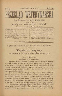 Przegląd Weterynarski : organ Galicyjskiego Towarzystwa Weterynarskiego : czasopismo poświęcone weterynaryi i hodowli, 1895 R. 10, nr 5