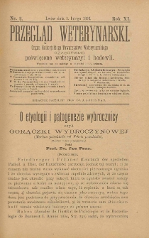 Przegląd Weterynarski : organ Galicyjskiego Towarzystwa Weterynarskiego : czasopismo poświęcone weterynaryi i hodowli, 1896 R. 11, nr 2