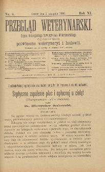 Przegląd Weterynarski : organ Galicyjskiego Towarzystwa Weterynarskiego : czasopismo poświęcone weterynaryi i hodowli, 1896 R. 11, nr 8