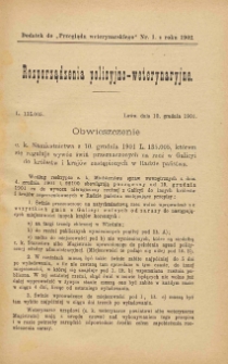Dodatek do "Przeglądu Weterynarskiego" nr 1 z roku 1902