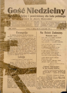 Gość Niedzielny : tygodnik religijny i powieściowy dla ludu polskiego : dodatek do "Gazety Olsztyńskiej", 1921 (R. 35), nr 44