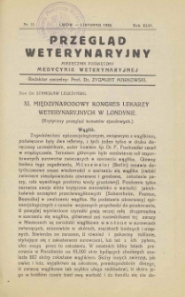 Przegląd Weterynaryjny : miesięcznik poświęcony medycynie weterynaryjnej, 1930 R. 43, nr 11