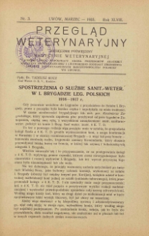 Przegląd Weterynaryjny : miesięcznik poświęcony medycynie weterynaryjnej : wychodzi przy współpracy grona profesorów Akademji Medycyny Weterynaryjnej i Lwowskiego Oddziału Zrzeszenia Lekarzy Weterynaryjnych Rzeczypospolitej Polskiej we Lwowie, 1935 R. 48, nr 3