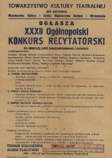 XXXII Ogólnopolski Konkurs Recytatorski