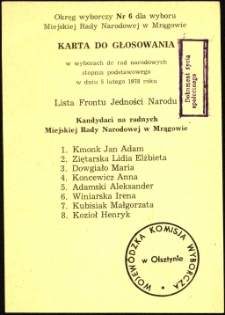Karta do głosowania w wyborach do rad narodowych. [2]