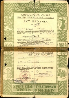 Akt nadania gospodarstwa rolnego. 2