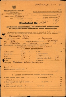 Protokół Nr 164 przekazania repatriantowi gospodarstwa