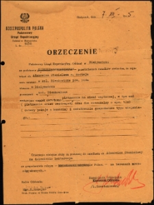 Orzeczenie zezwalające na osiedlenie się na Ziemiach Odzyskanych