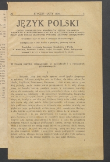 Język Polski, 1926, nr 1