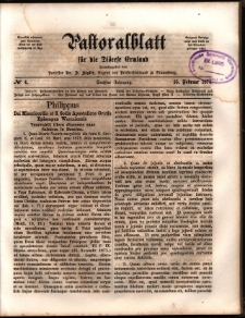Pastoralblatt für die Diözese Ermland, 1874, nr 4