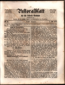 Pastoralblatt für die Diözese Ermland, 1874, nr 13