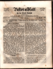 Pastoralblatt für die Diözese Ermland, 1874, nr 21-22