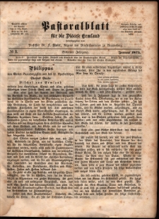 Pastoralblatt für die Diözese Ermland, 1875, nr 1