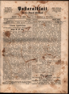 Pastoralblatt für die Diözese Ermland, 1875, nr 4