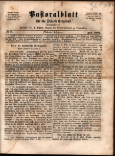 Pastoralblatt für die Diözese Ermland, 1875, nr 7