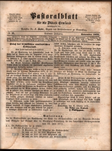 Pastoralblatt für die Diözese Ermland, 1875, nr 11