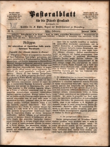 Pastoralblatt für die Diözese Ermland, 1876, nr 1