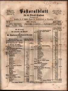 Pastoralblatt für die Diözese Ermland, 1876, nr 4