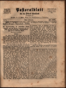 Pastoralblatt für die Diözese Ermland, 1876, nr 7
