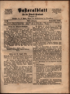 Pastoralblatt für die Diözese Ermland, 1876, nr 9