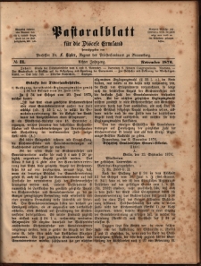 Pastoralblatt für die Diözese Ermland, 1876, nr 11